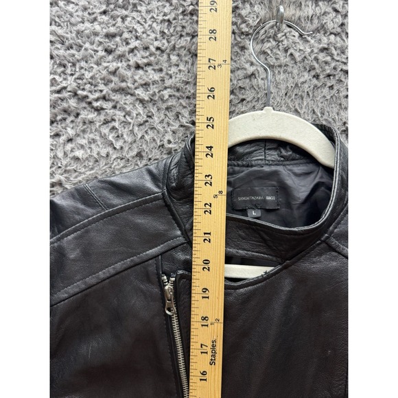 Shimokitazawa Ringo Full Zip Leather Bikers Jacket Black Women's Size L - Picture 9 of 12